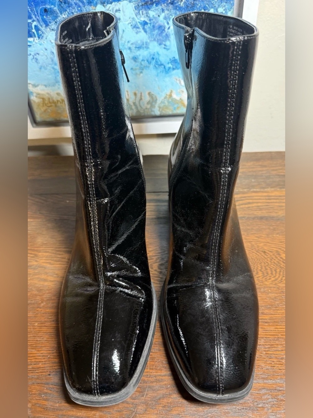 Vintage Worthington “Noya” Women’s Black Patent Leather Ankle Boots - Picture 7 of 15